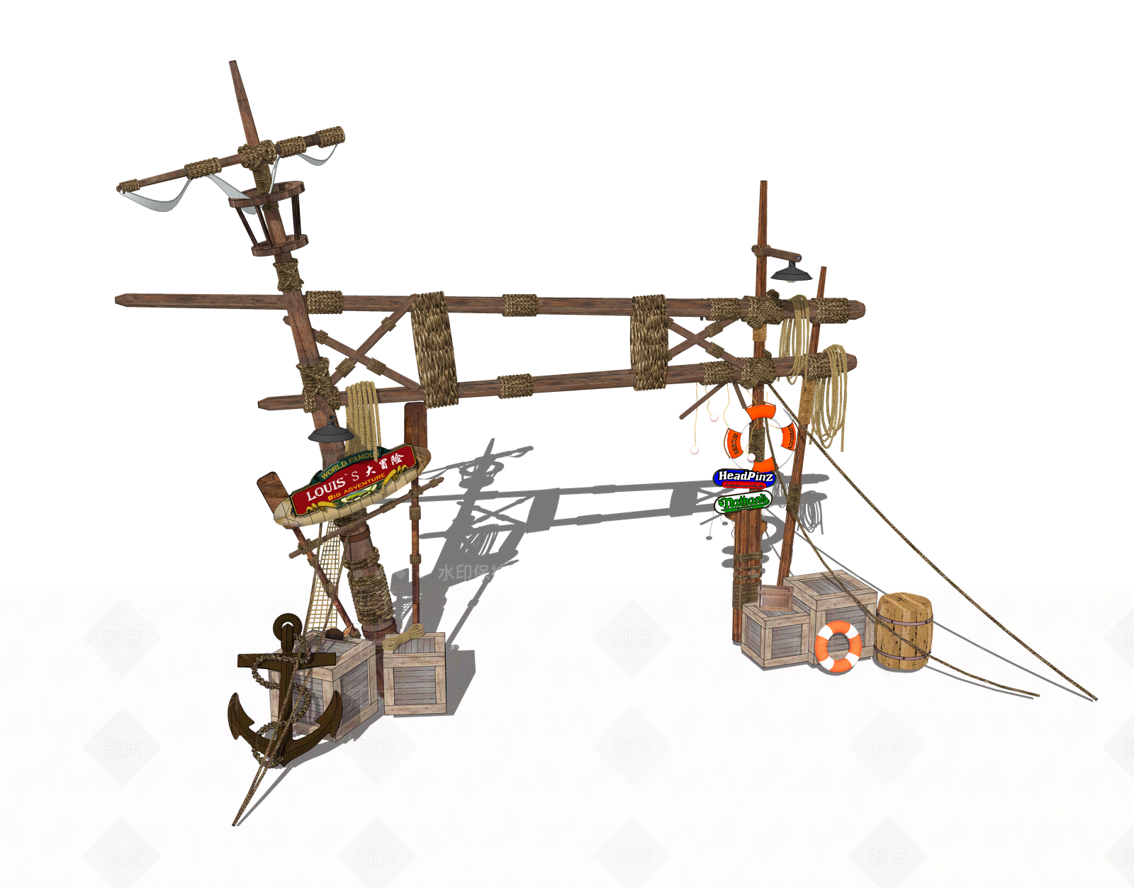 中式特色建筑入口大门SU模型下载【ID:1106037455】