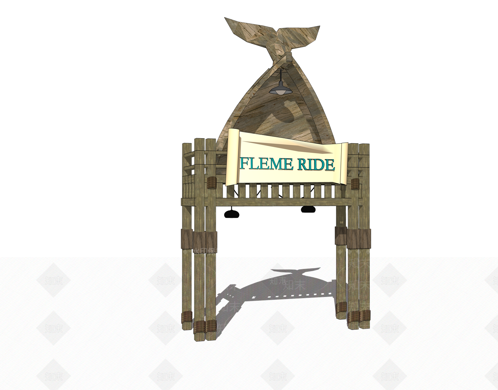 中式特色建筑入口大门SU模型下载【ID:1106037558】