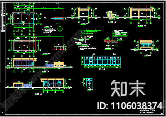 消防队大门cad施工图下载【ID:1106038374】