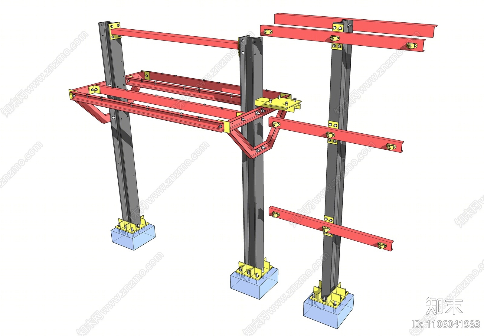 现代钢结构构件SU模型下载【ID:1106041983】