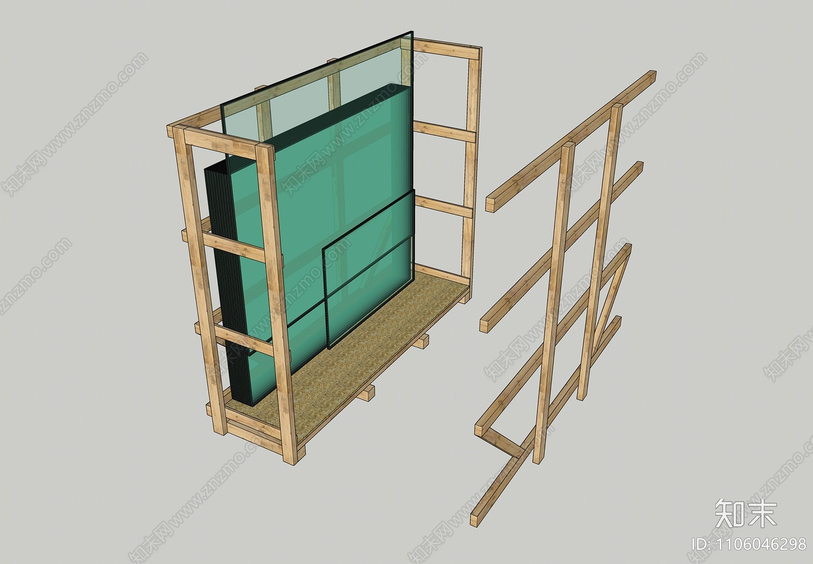 现代玻璃木架SU模型下载【ID:1106046298】