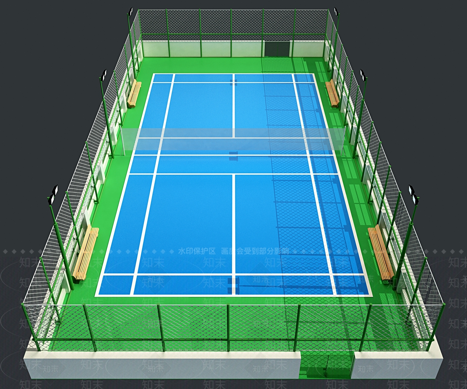 现代羽毛球场3D模型下载【ID:1107113703】