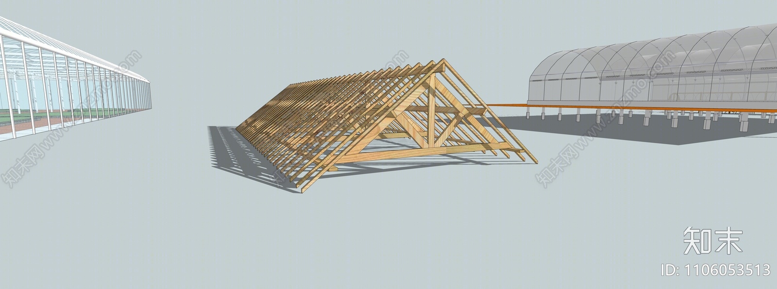 现代温室大棚SU模型下载【ID:1106053513】