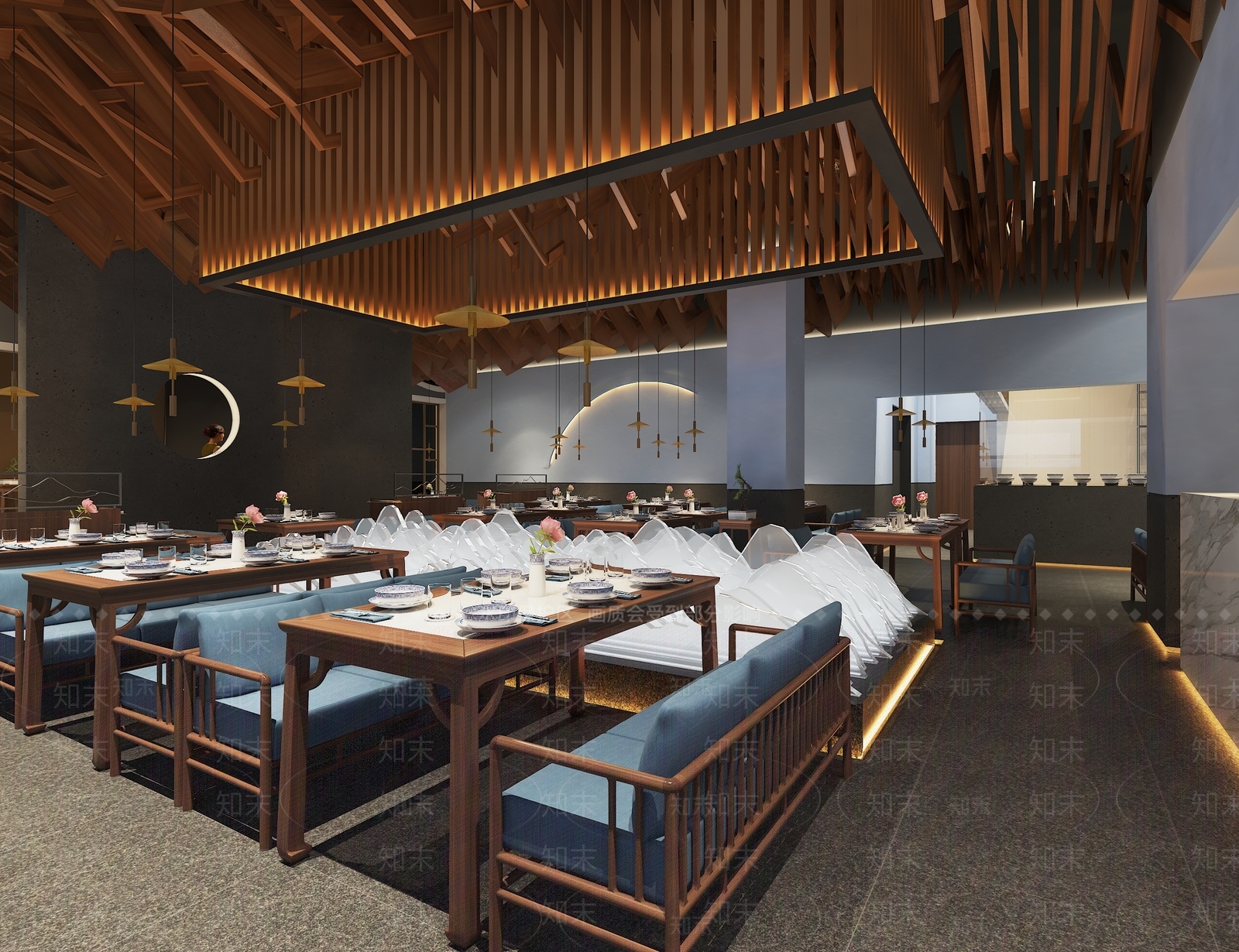 新中式中餐厅3D模型下载【ID:1106055931】_知末3d模型网