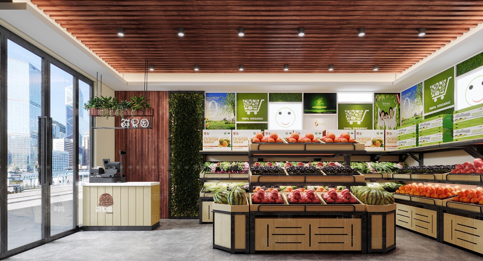 现代水果店3D模型渲染效果图