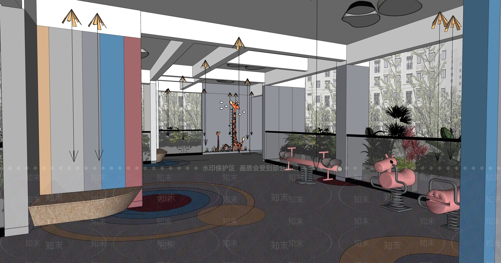 现代架空层儿童活动空间SU模型下载【ID:1106056790】