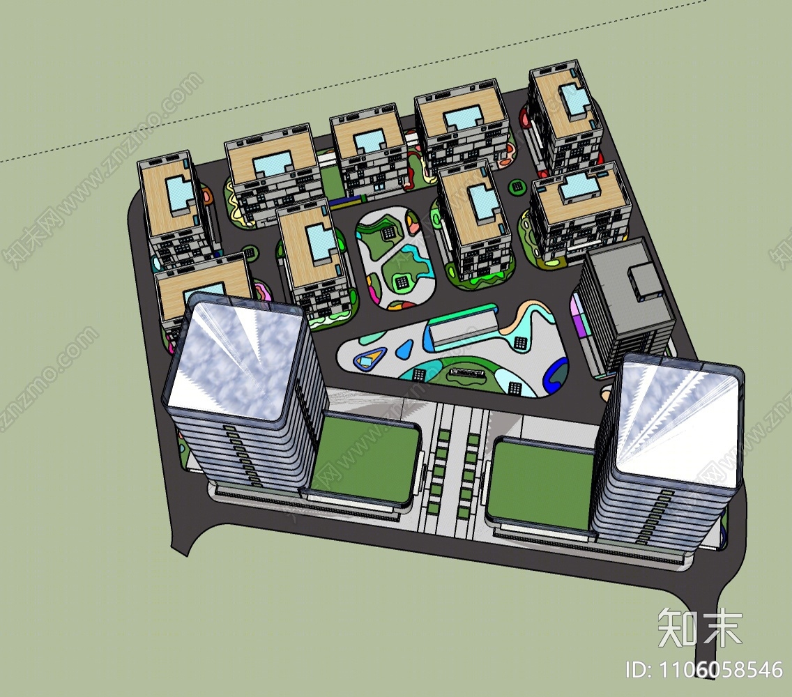 现代工业园区景观SU模型下载【ID:1106058546】