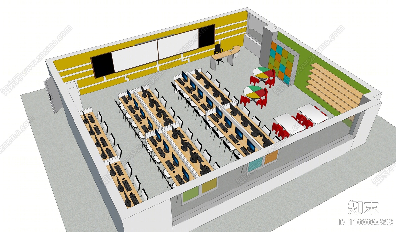 现代学校计算机教室SU模型下载【ID:1106065399】