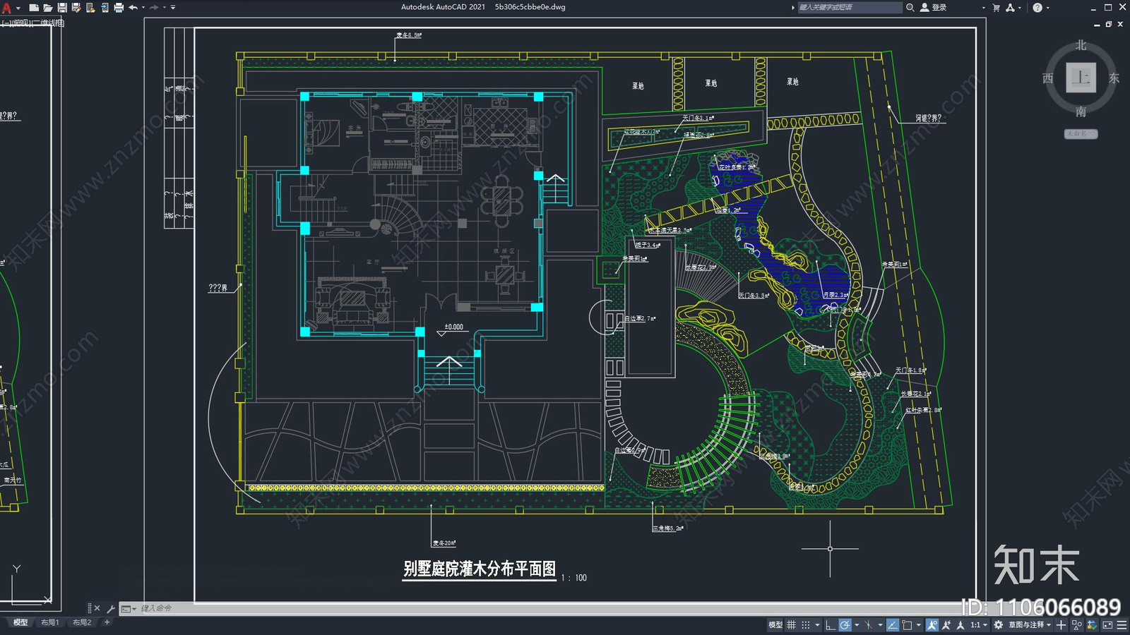 别墅建筑景观规划cad施工图下载【ID:1106066089】