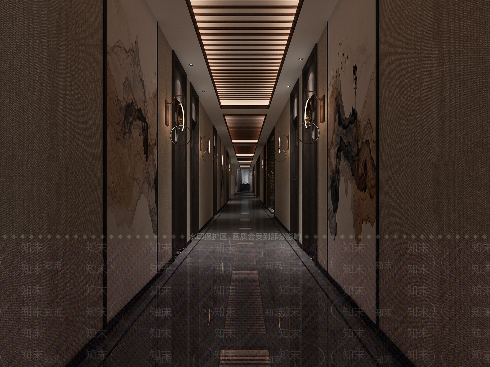 新中式洗浴中心过道3D模型下载【ID:1106068271】