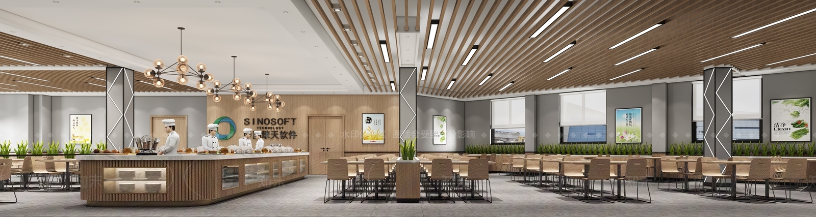 现代食堂3D模型下载【ID:1106070018】