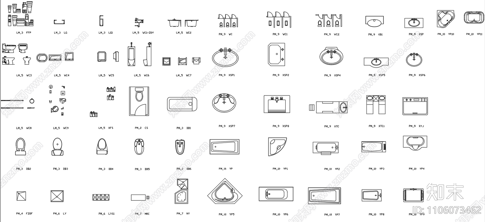 卫生间用品模型合集施工图下载【ID:1106073462】