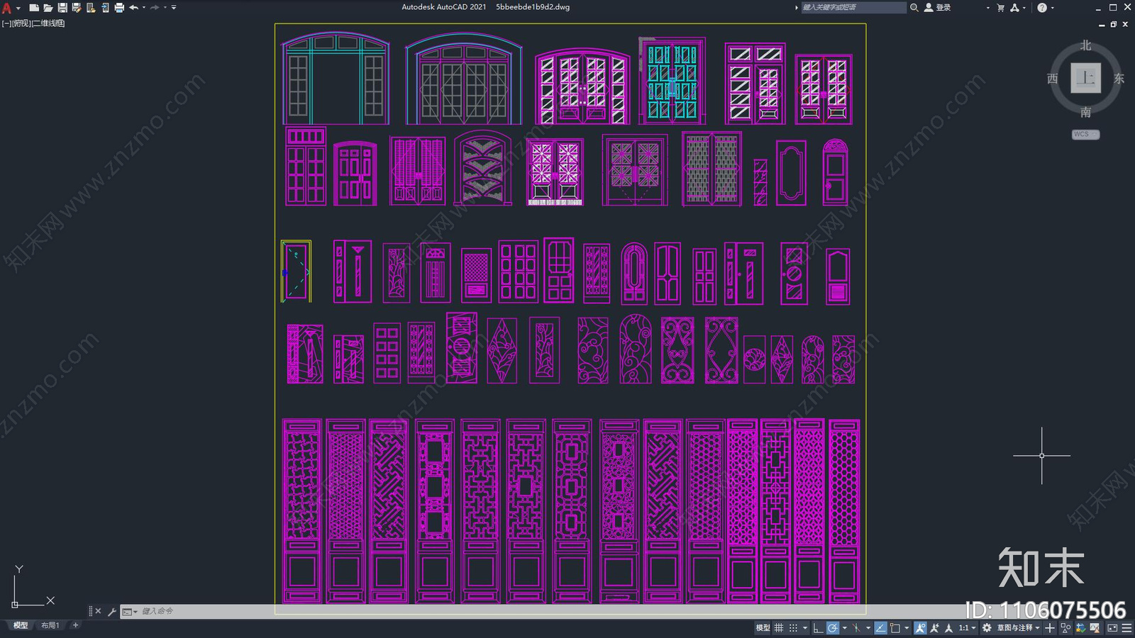 中式门窗cad施工图下载【ID:1106075506】