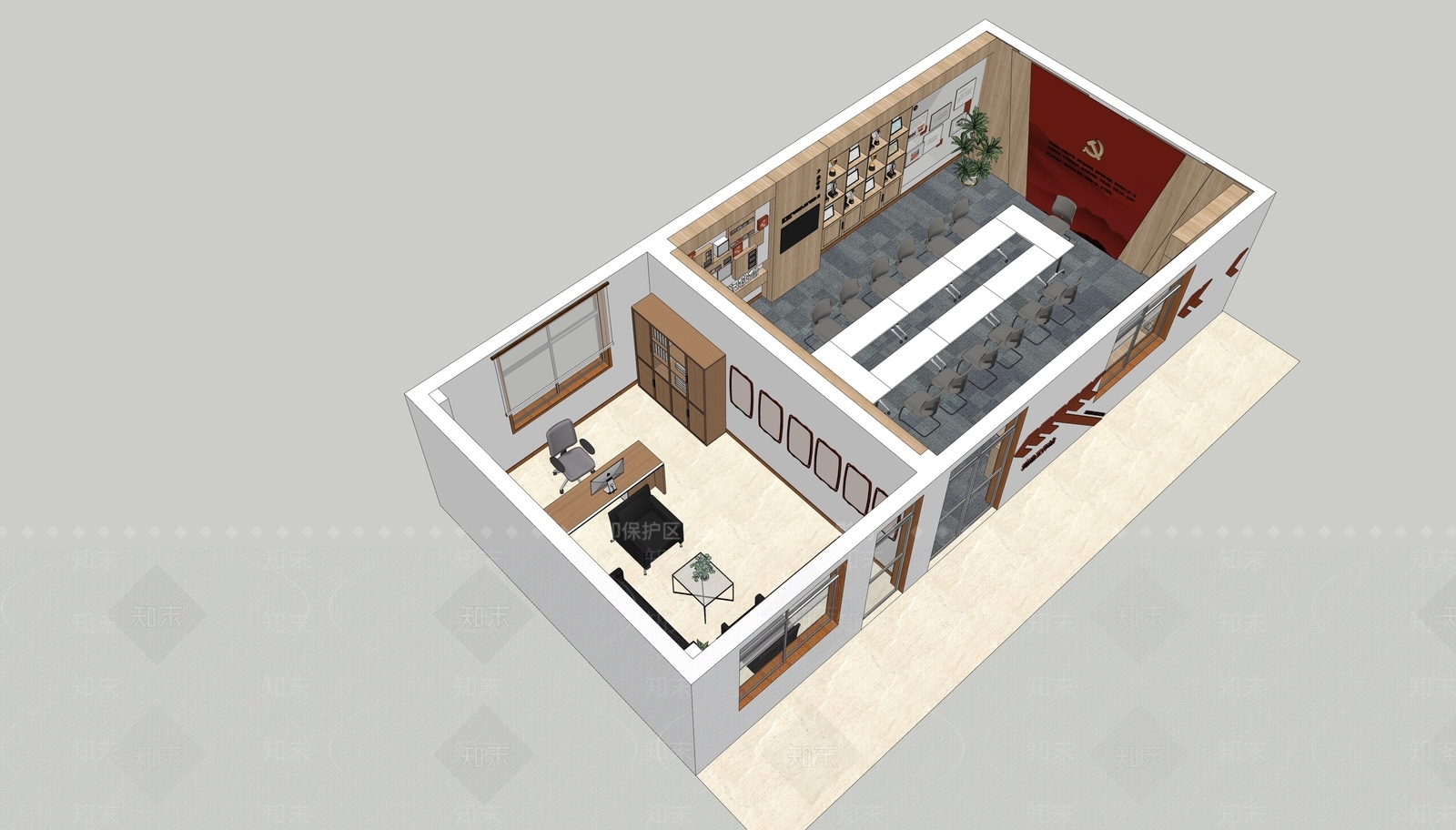 现代会议室SU模型下载【ID:1106081166】