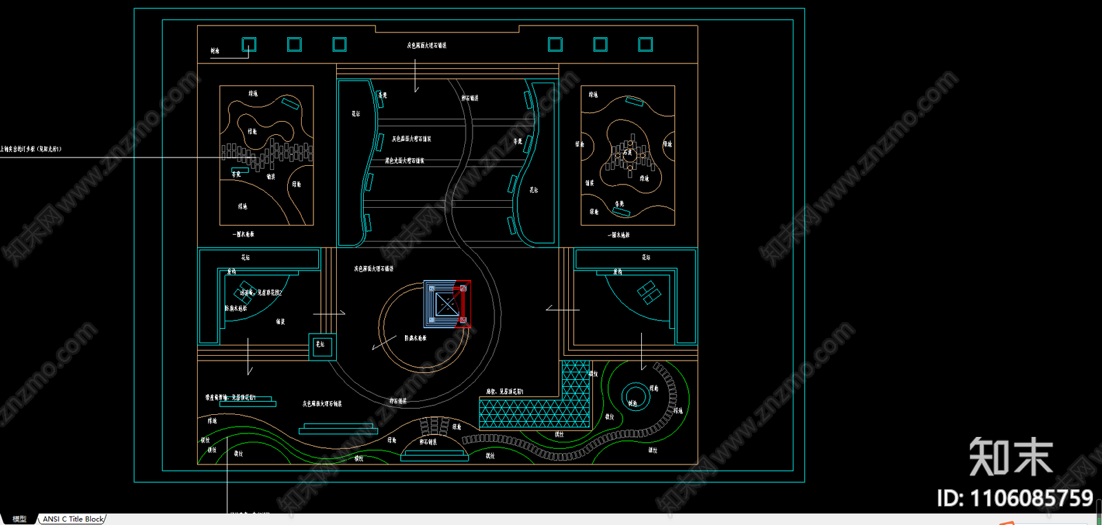 屋顶花园景观设计平面图施工图下载【ID:1106085759】