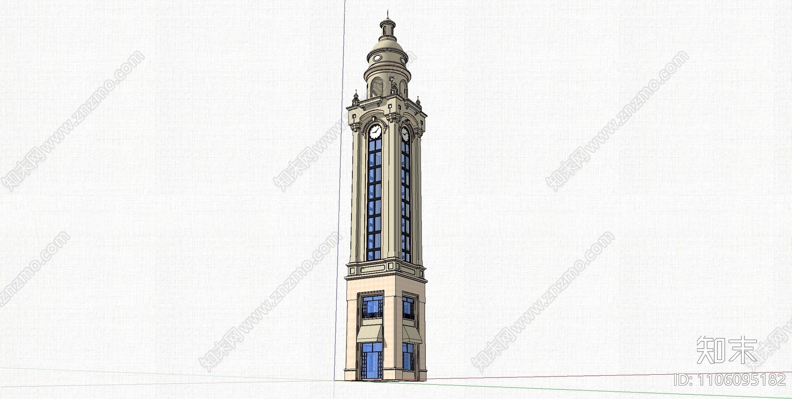 欧式塔楼SU模型下载【ID:1106095182】