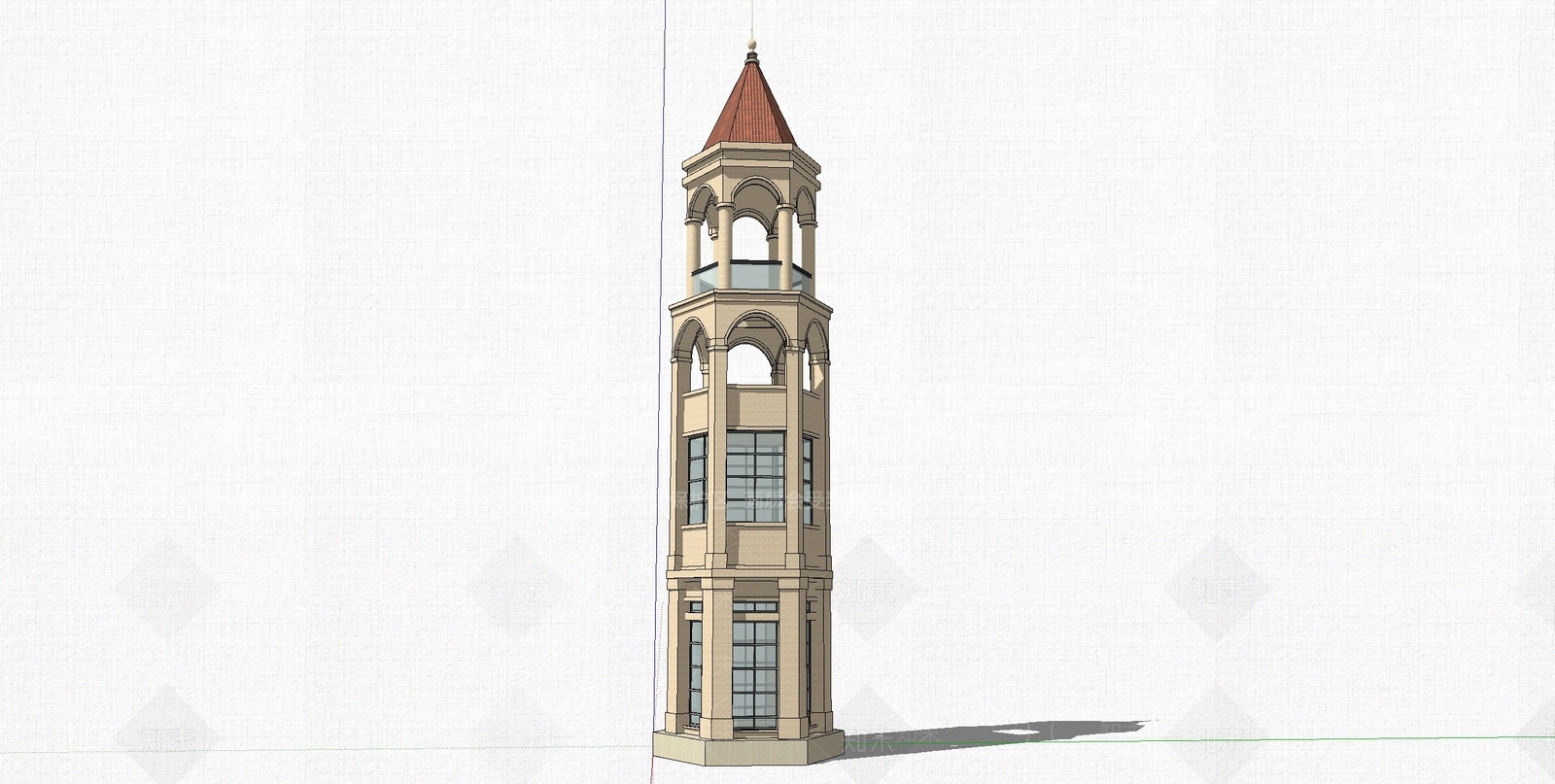 欧式塔楼SU模型下载【ID:1106095059】