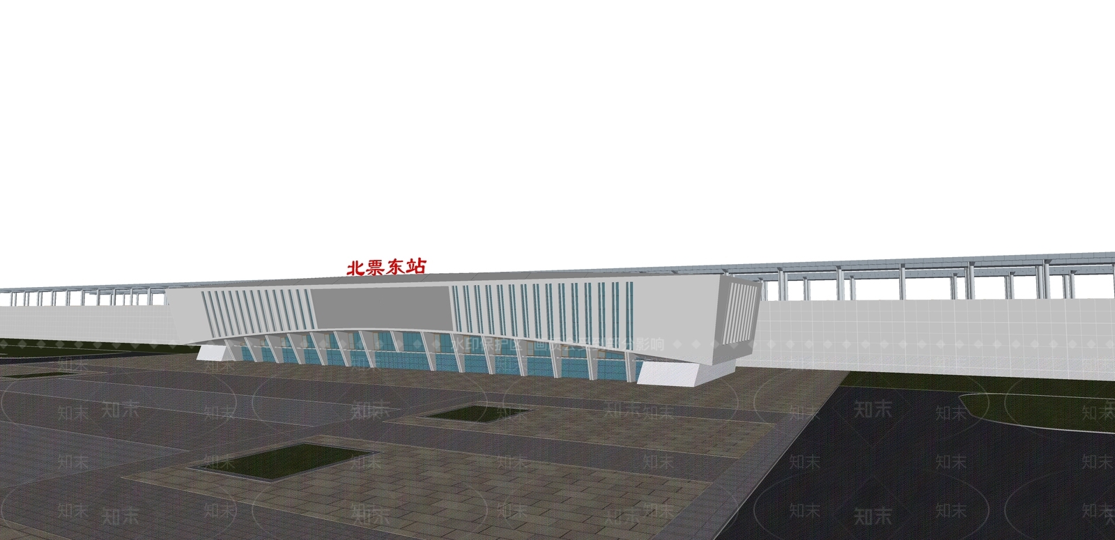 现代火车站SU模型下载【ID:1106100664】