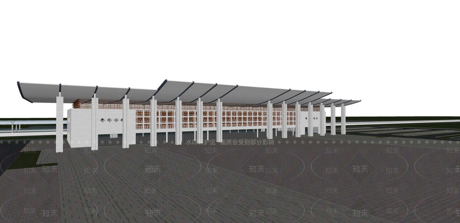 现代火车站SU模型下载【ID:1106101444】