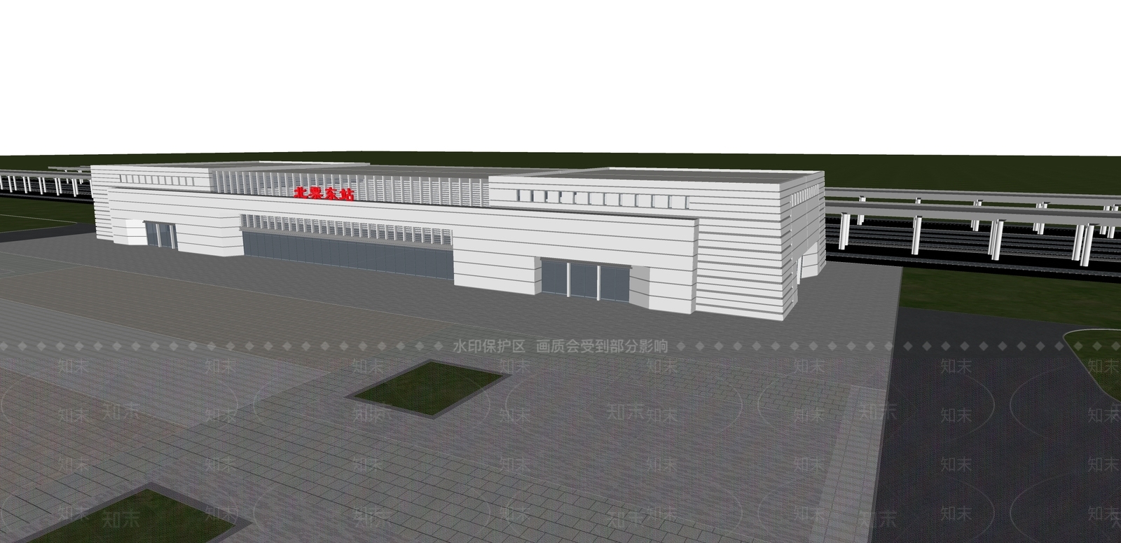 现代火车站SU模型下载【ID:1106102147】