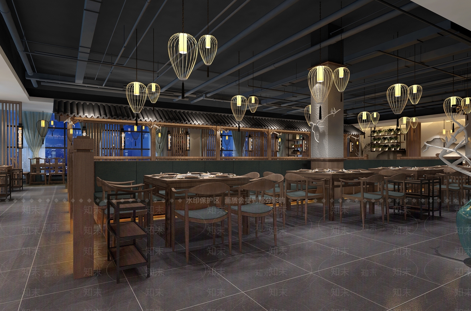 新中式火锅店前台3D模型下载【ID:1106112193】_知末3d模型网