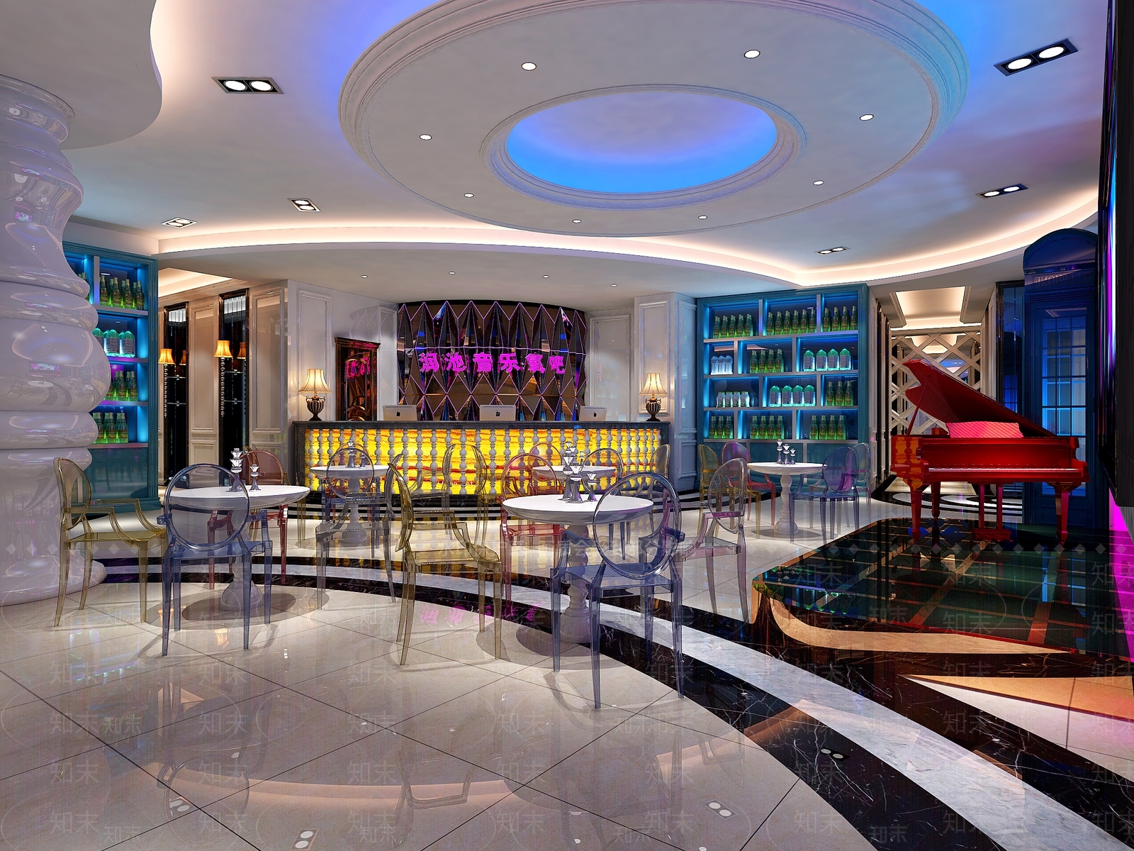 简欧酒吧接待大厅3D模型下载【ID:1106127719】