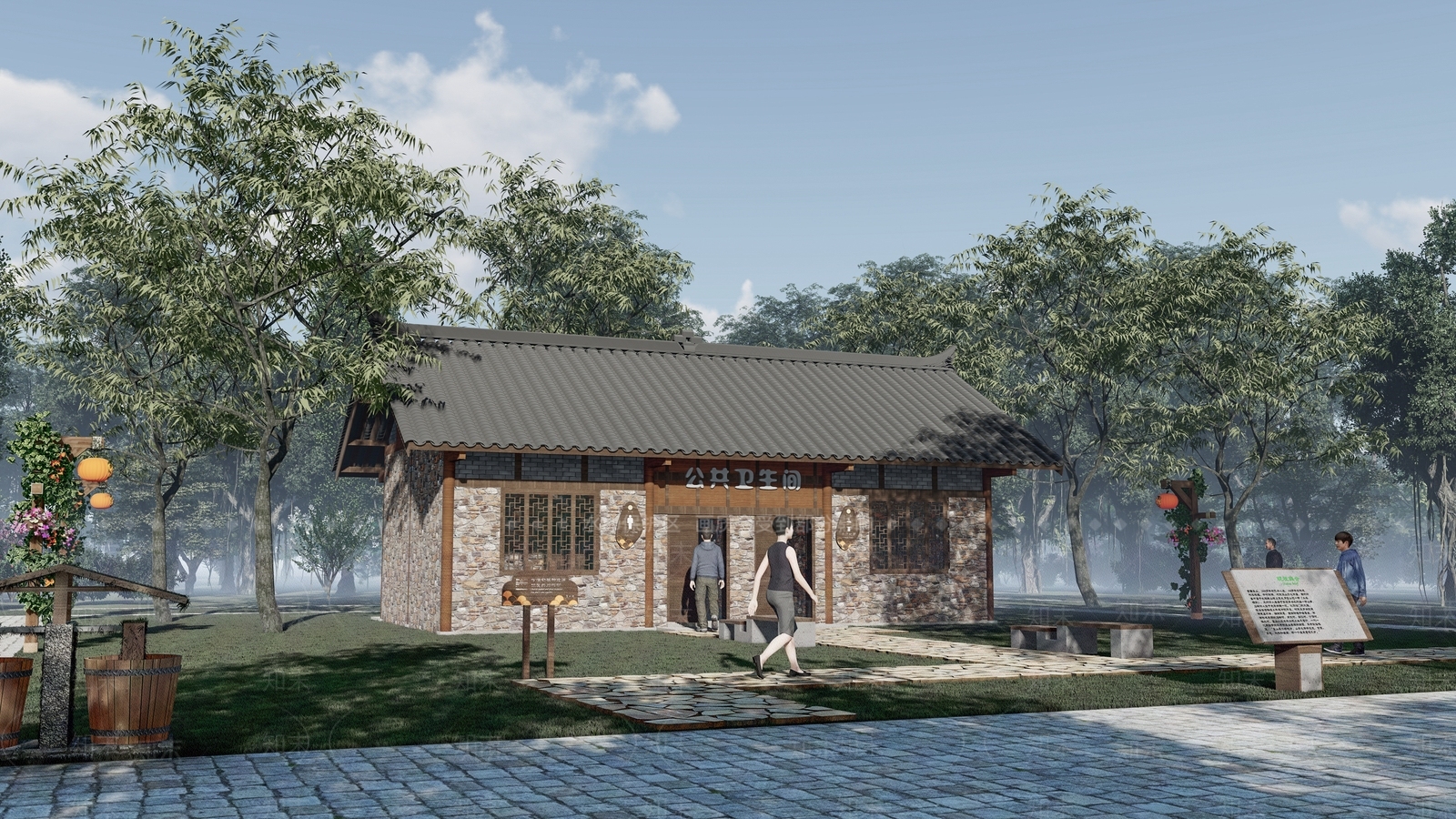 中式公共厕所SU模型下载【ID:1106118184】
