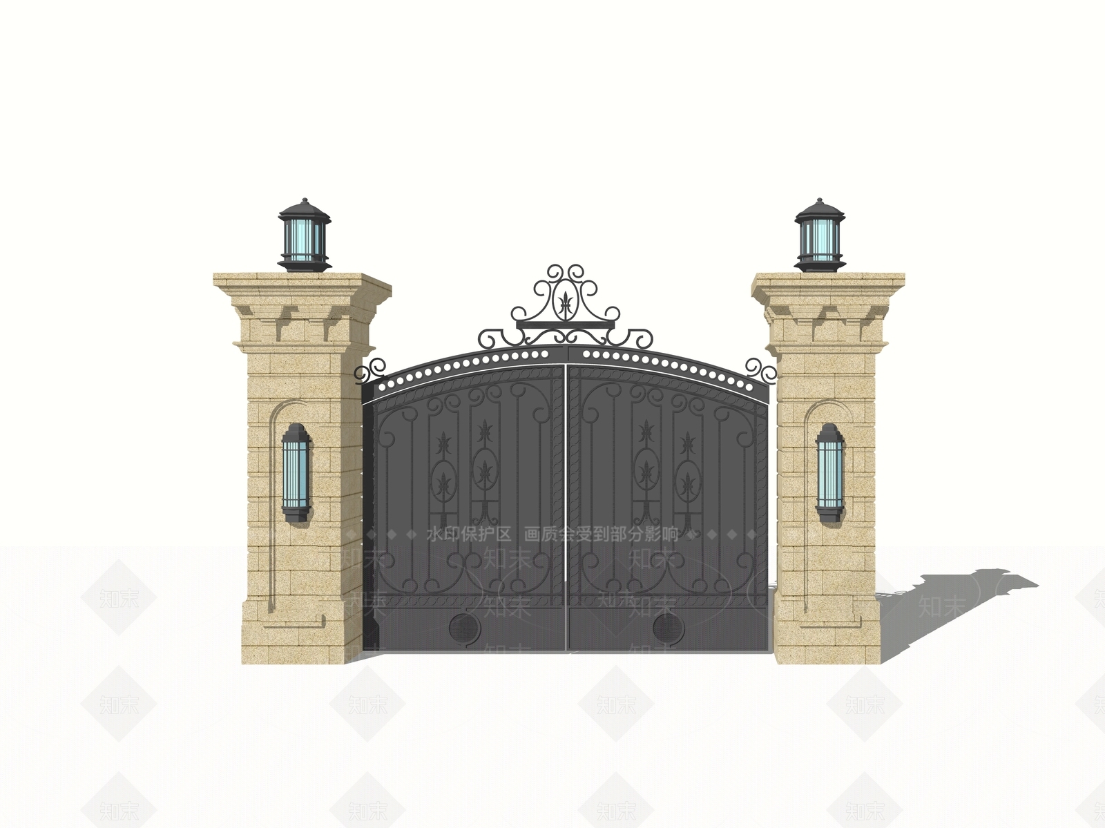 欧式别墅大门SU模型下载【ID:1106119730】