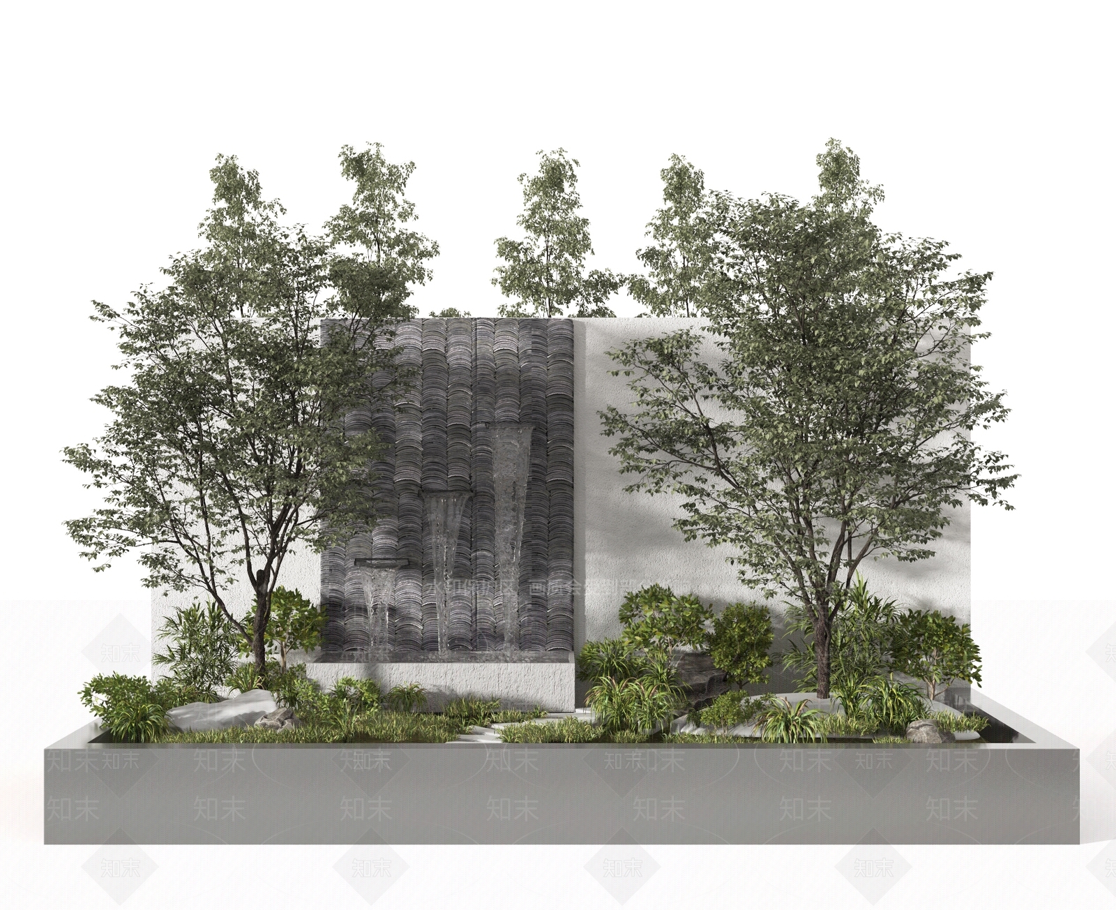 新中式植物堆3D模型下载【ID:1106122113】