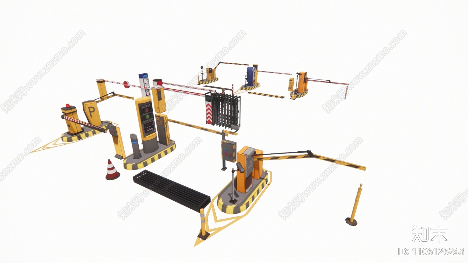 现代停车场收费杆SU模型下载【ID:1106126243】