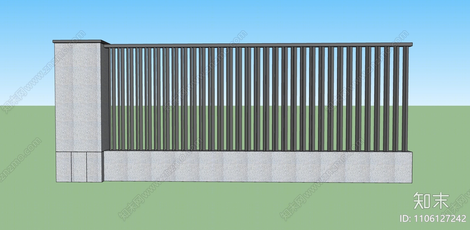 现代围墙SU模型下载【ID:1106127242】