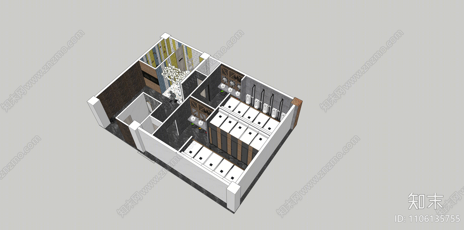 现代公共卫生间SU模型下载【ID:1106135755】