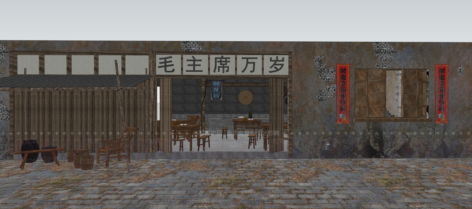 中式乡村茶馆SU模型下载【ID:1106137981】