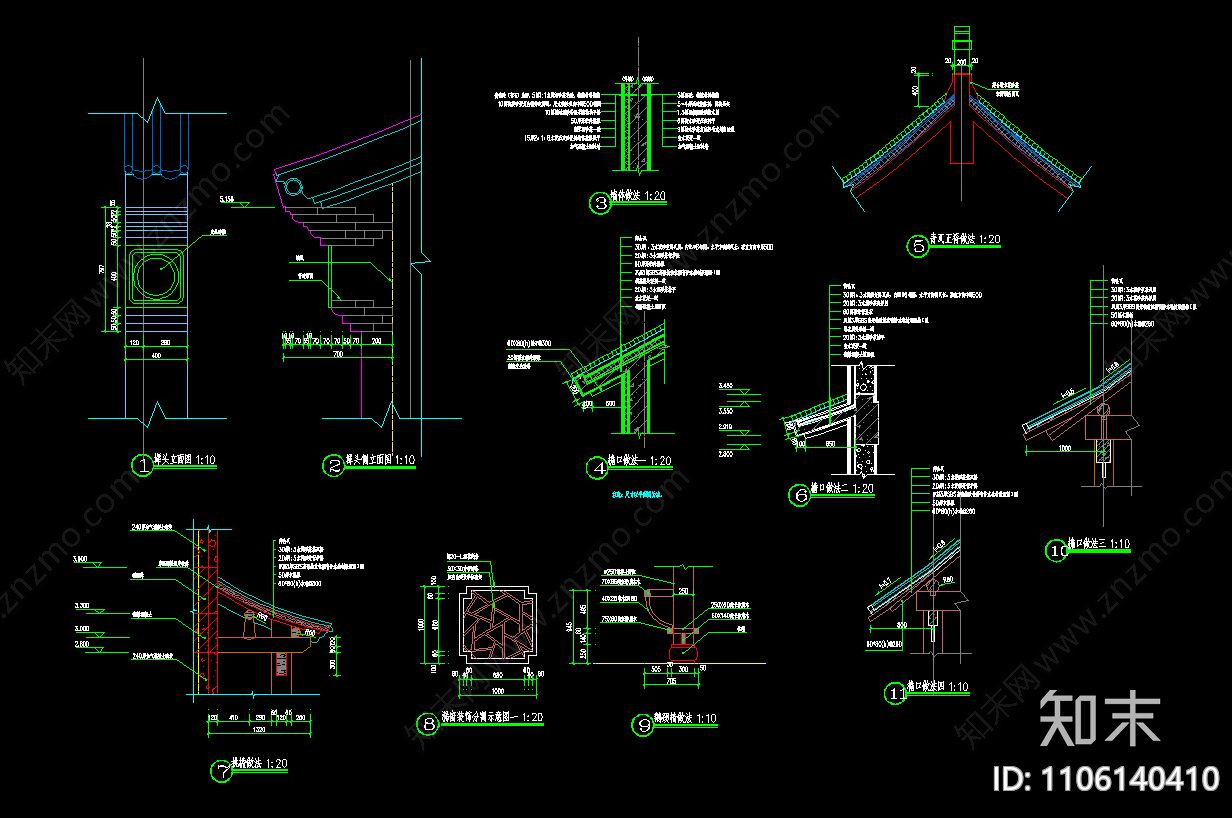 中式古建连水榭cad施工图下载【ID:1106140410】