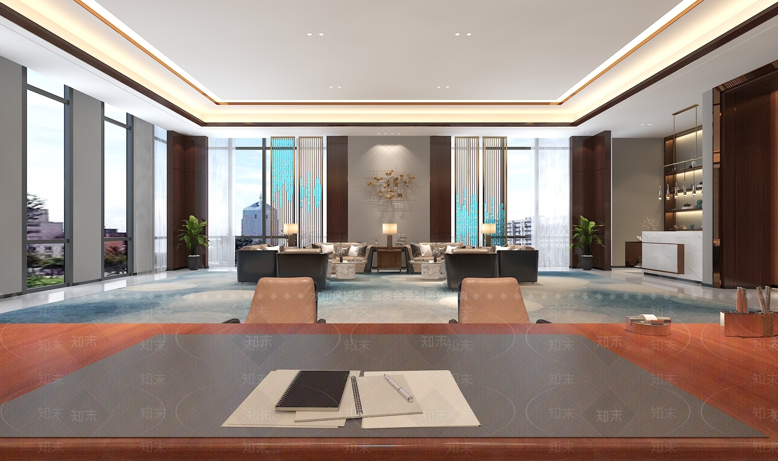 新中式经理办公室3D模型下载【ID:1106152998】_知末3d模型网