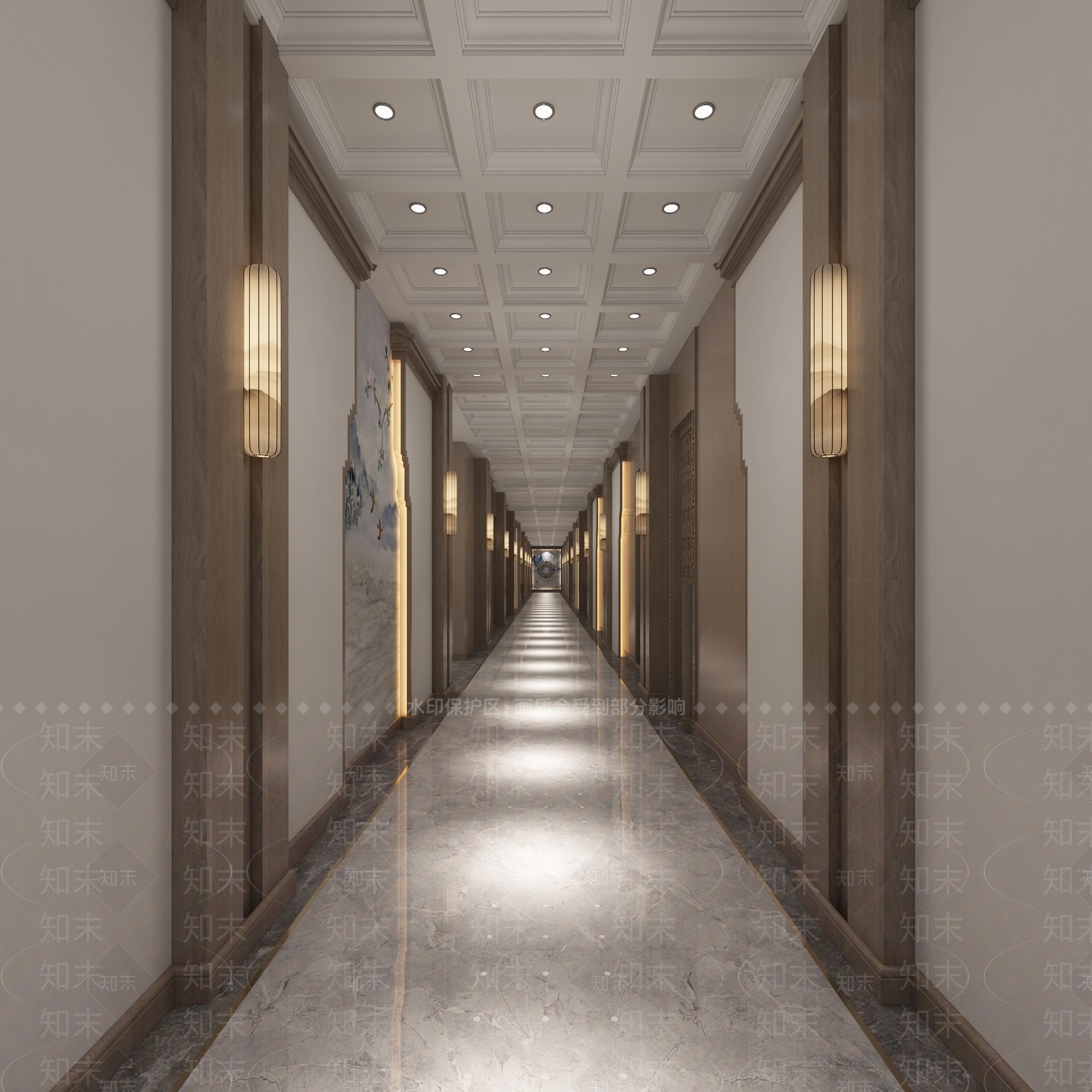 新中式宴会厅过道3D模型下载【ID:1106152066】
