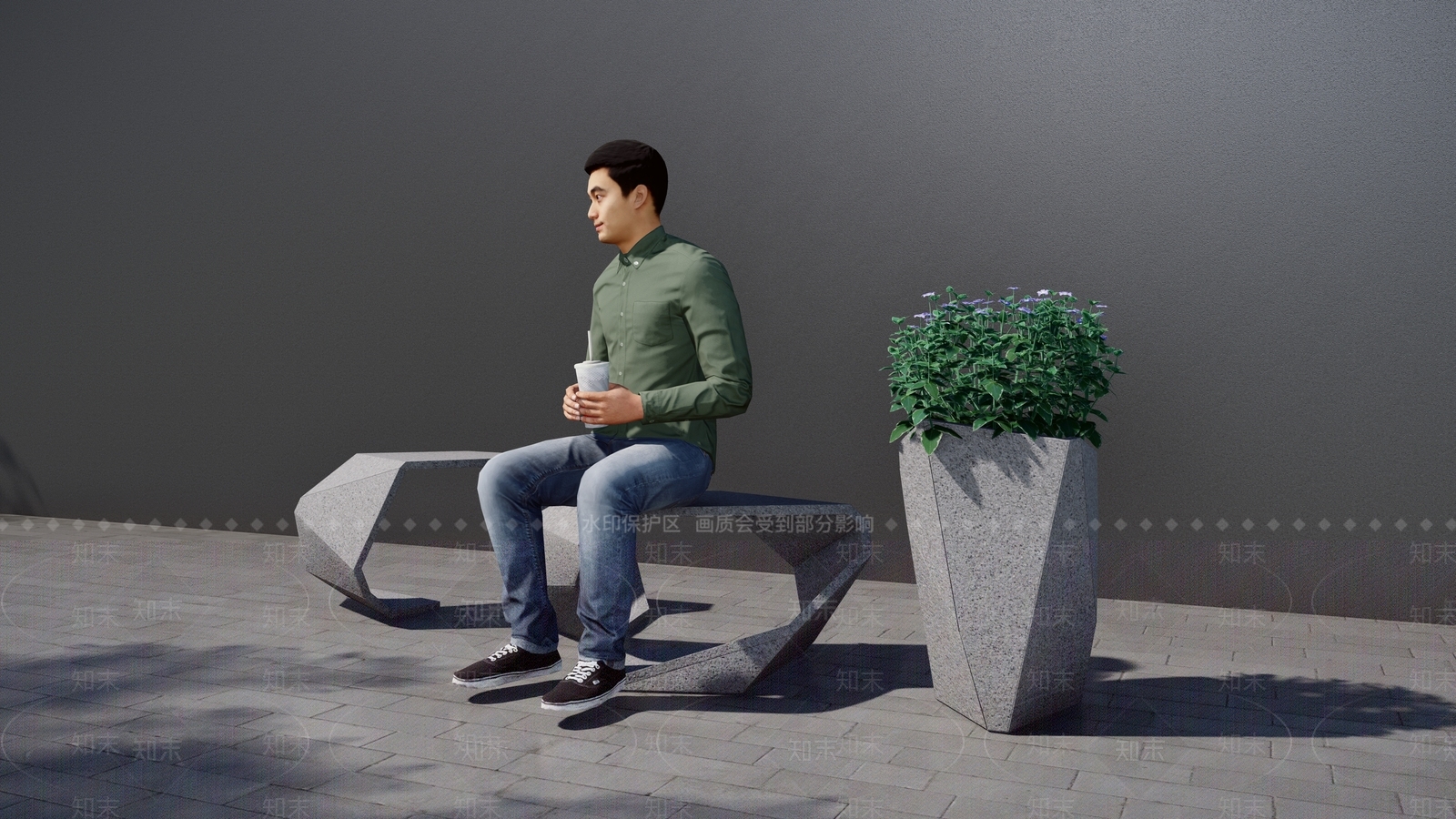 现代景观座椅SU模型下载【ID:1106155998】