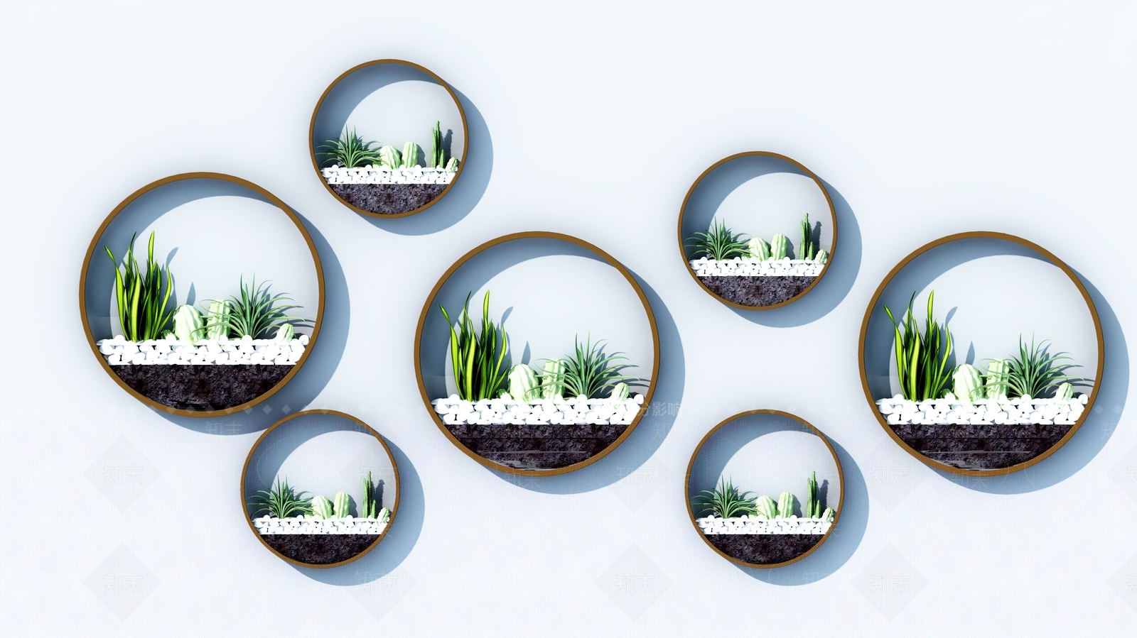 现代壁挂植物3D模型下载【ID:1106156656】