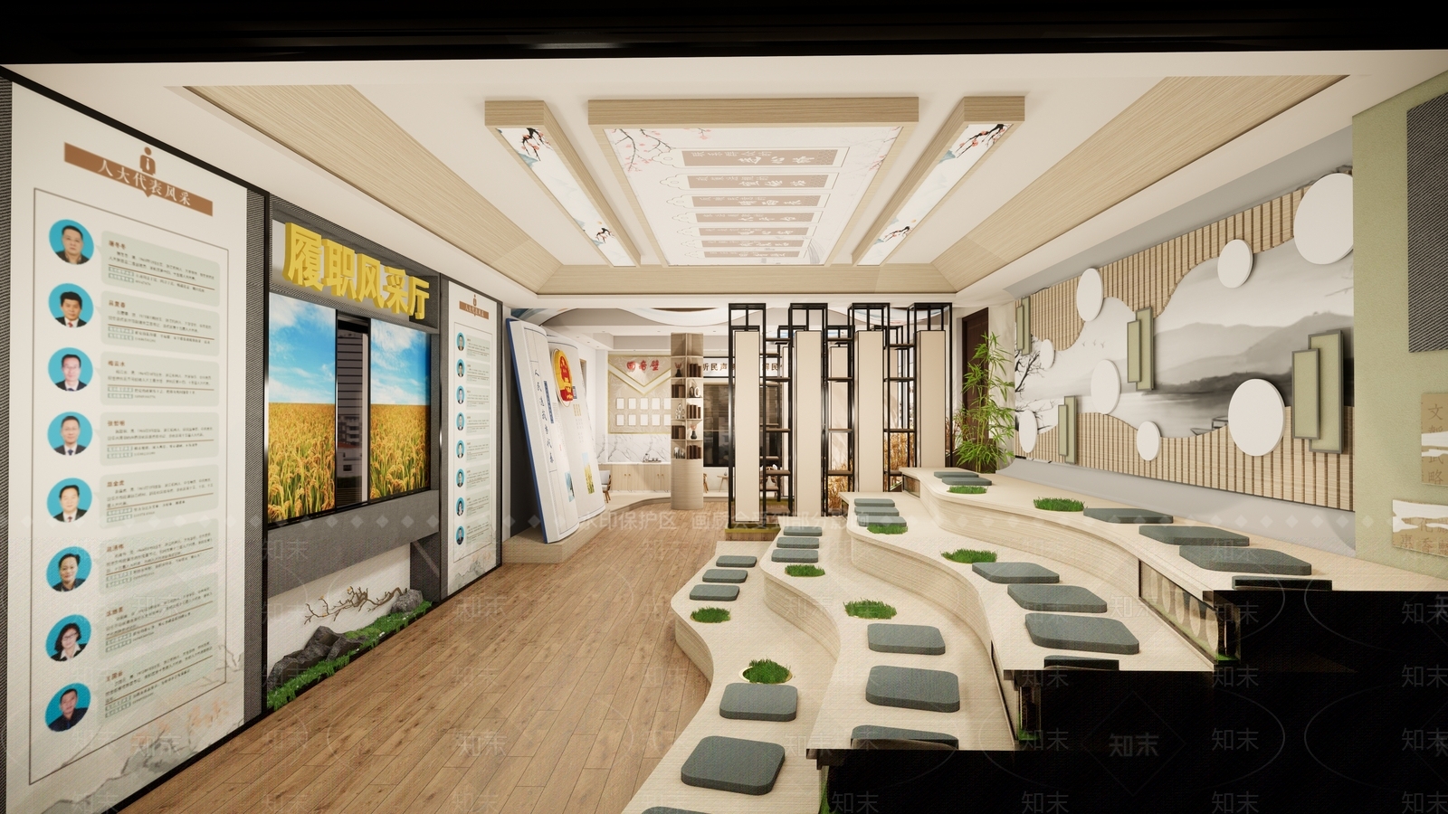 新中式报告厅SU模型下载【ID:1106338224】