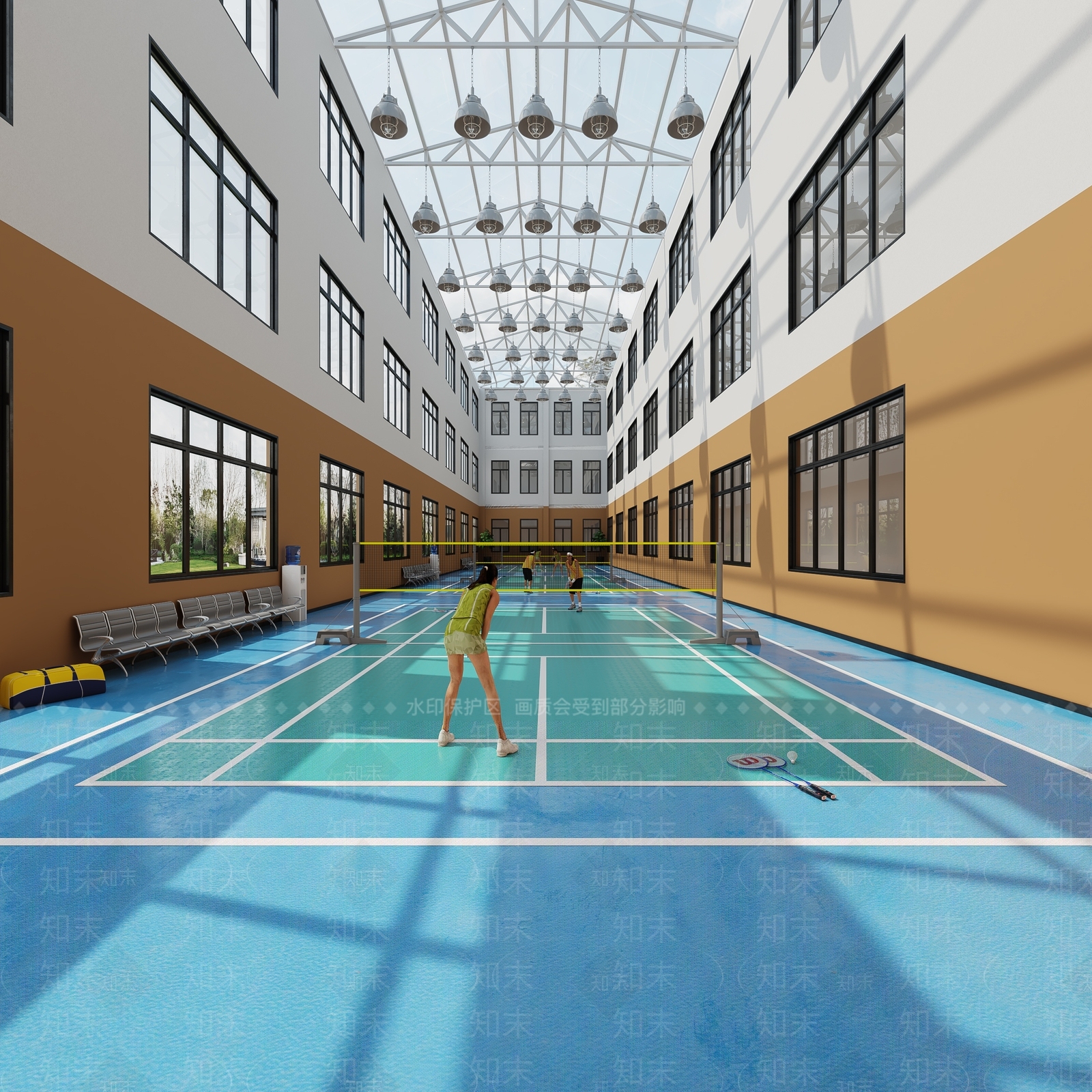 现代羽毛球馆3D模型下载【ID:1106164092】