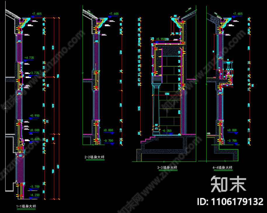 别墅石材干挂外立面图cad施工图下载【ID:1106179132】