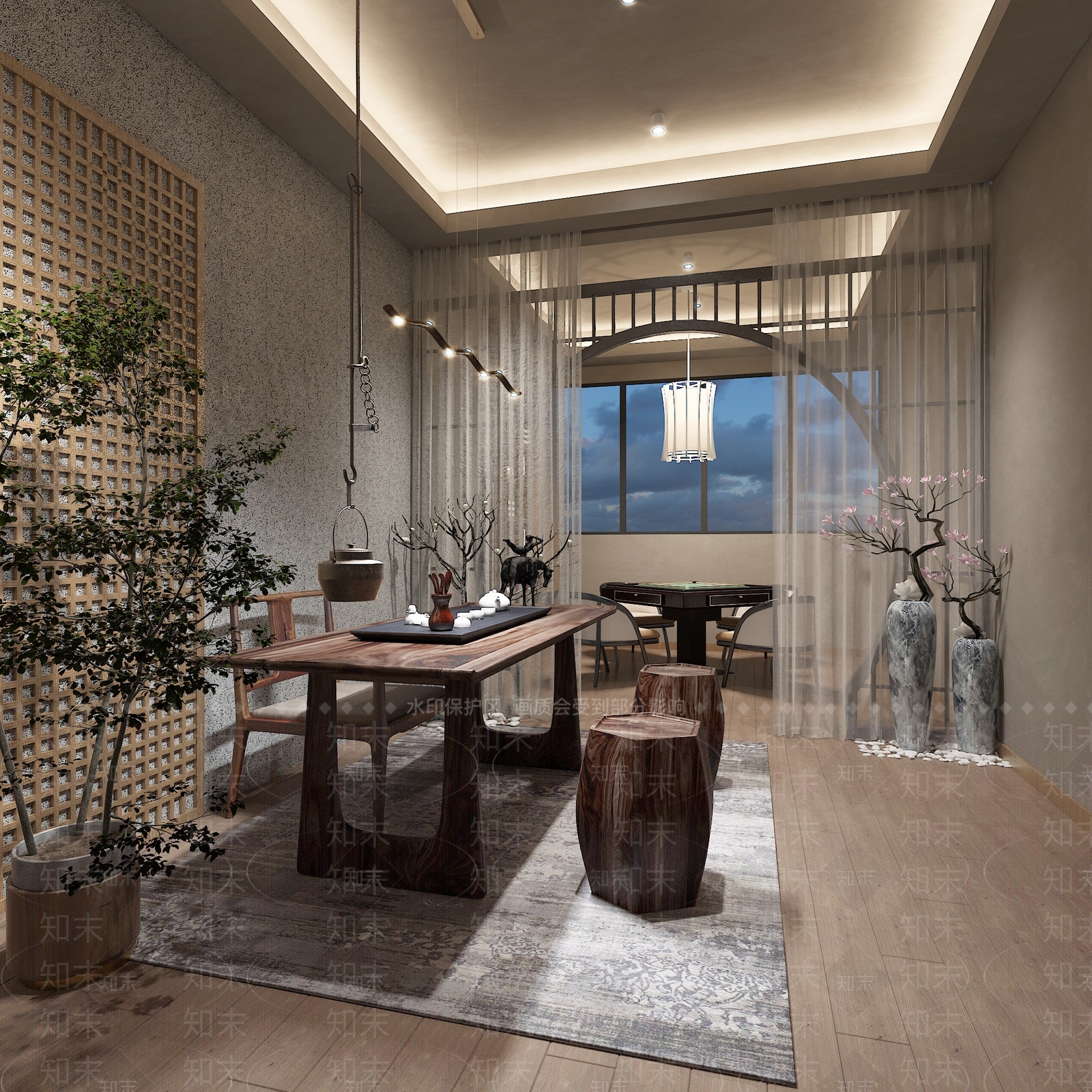 新中式茶馆3D模型下载【ID:1106183554】
