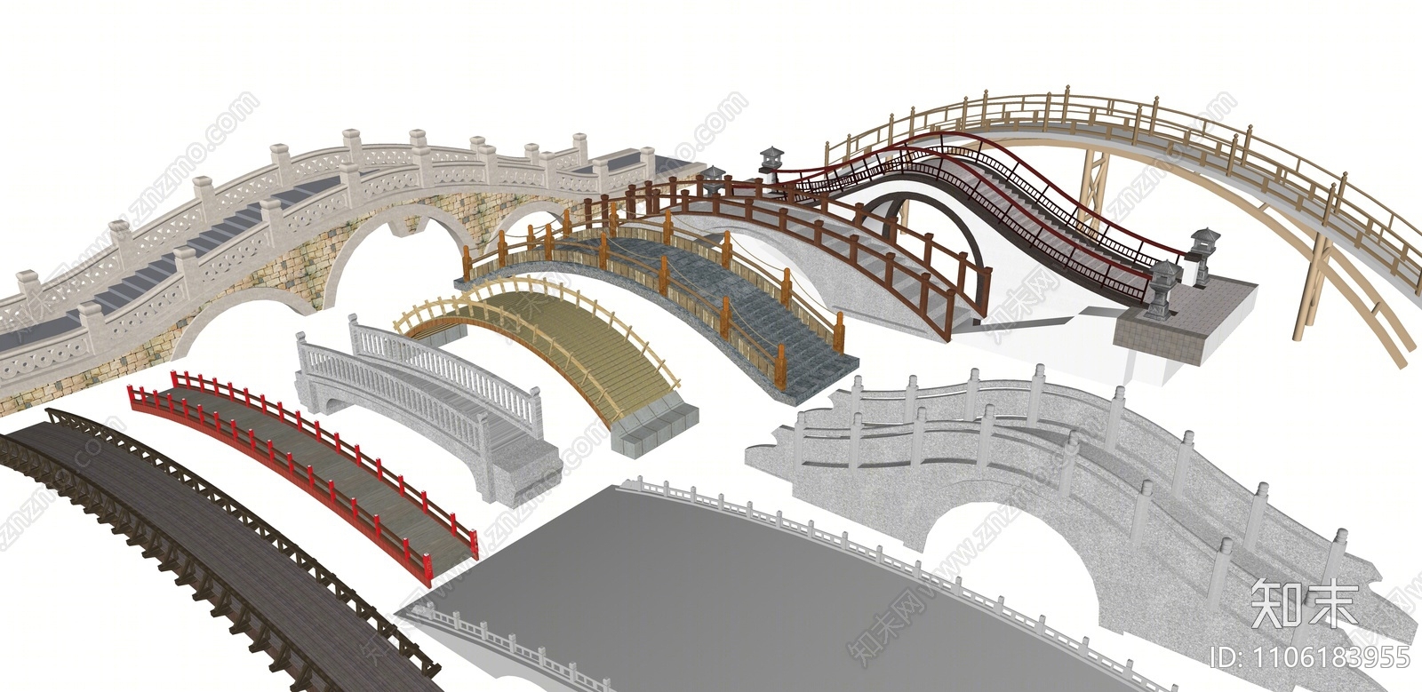 新中式景观桥SU模型下载【ID:1106183955】