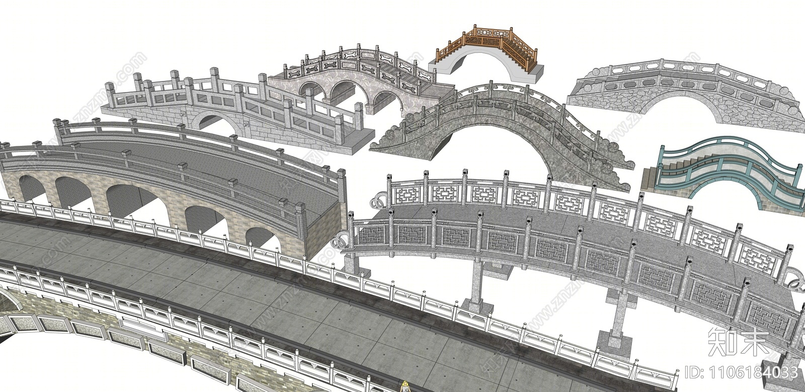 新中式景观桥SU模型下载【ID:1106184033】