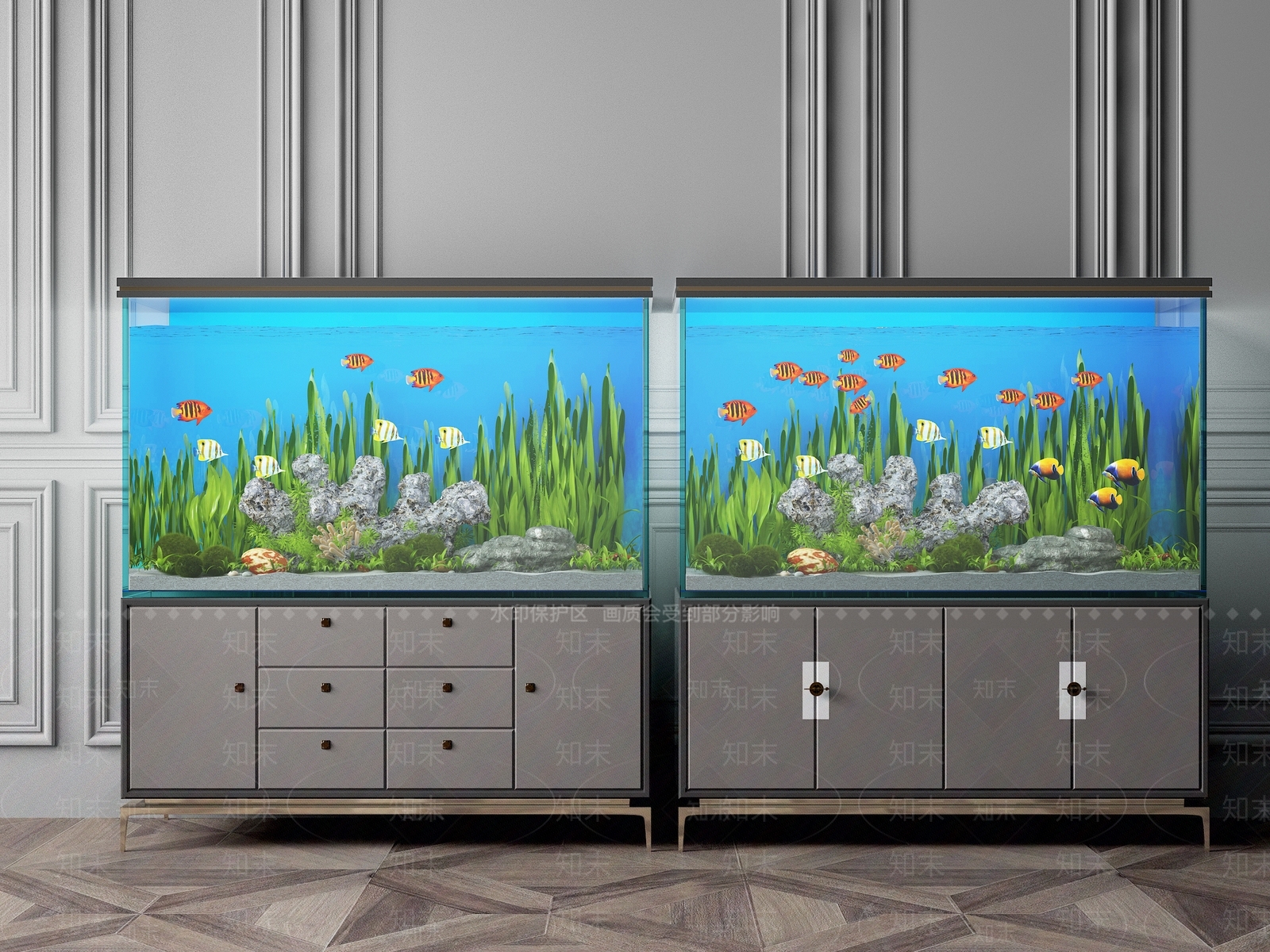 现代鱼缸水族3D模型下载【ID:1106379621】