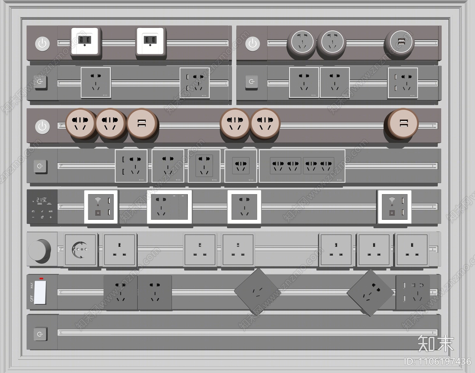 现代开关插座SU模型下载【ID:1106197436】