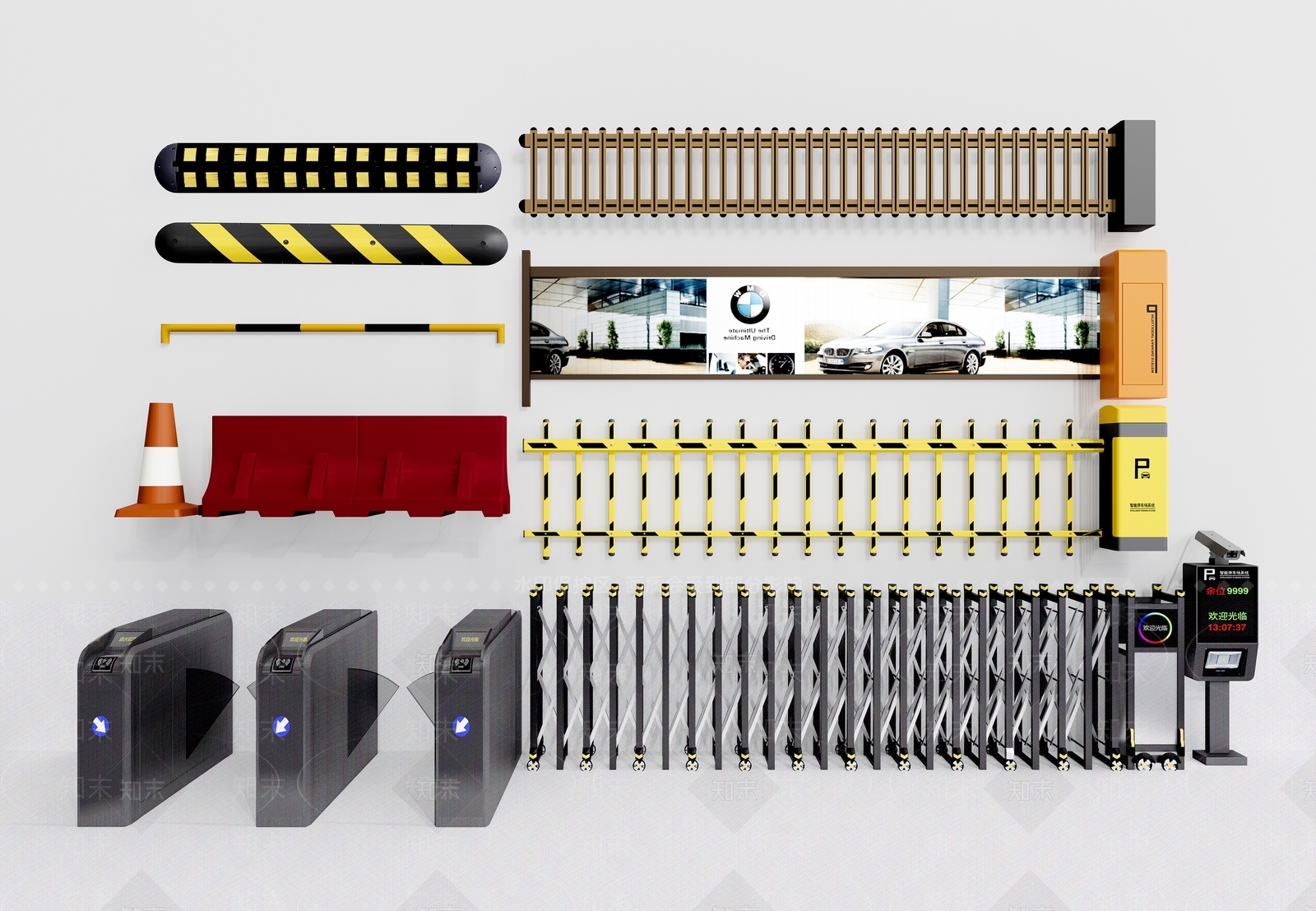 现代停车场摆闸SU模型下载【ID:1106197732】