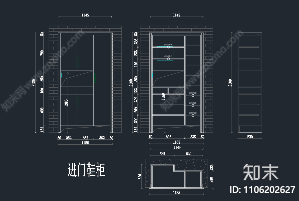 定制衣柜cad施工图下载【ID:1106202627】