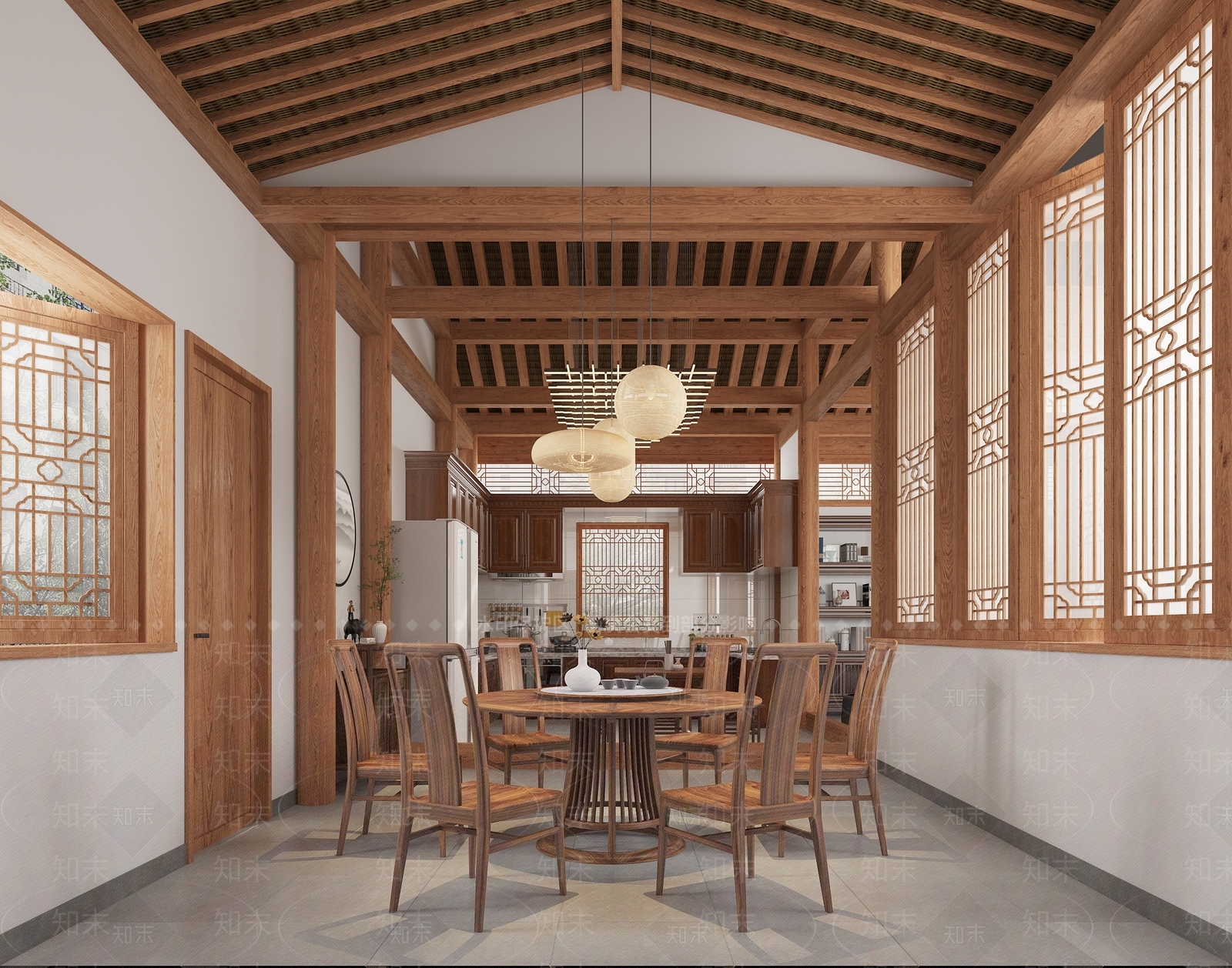 新中式民宿休息区3D模型下载【ID:1106203487】