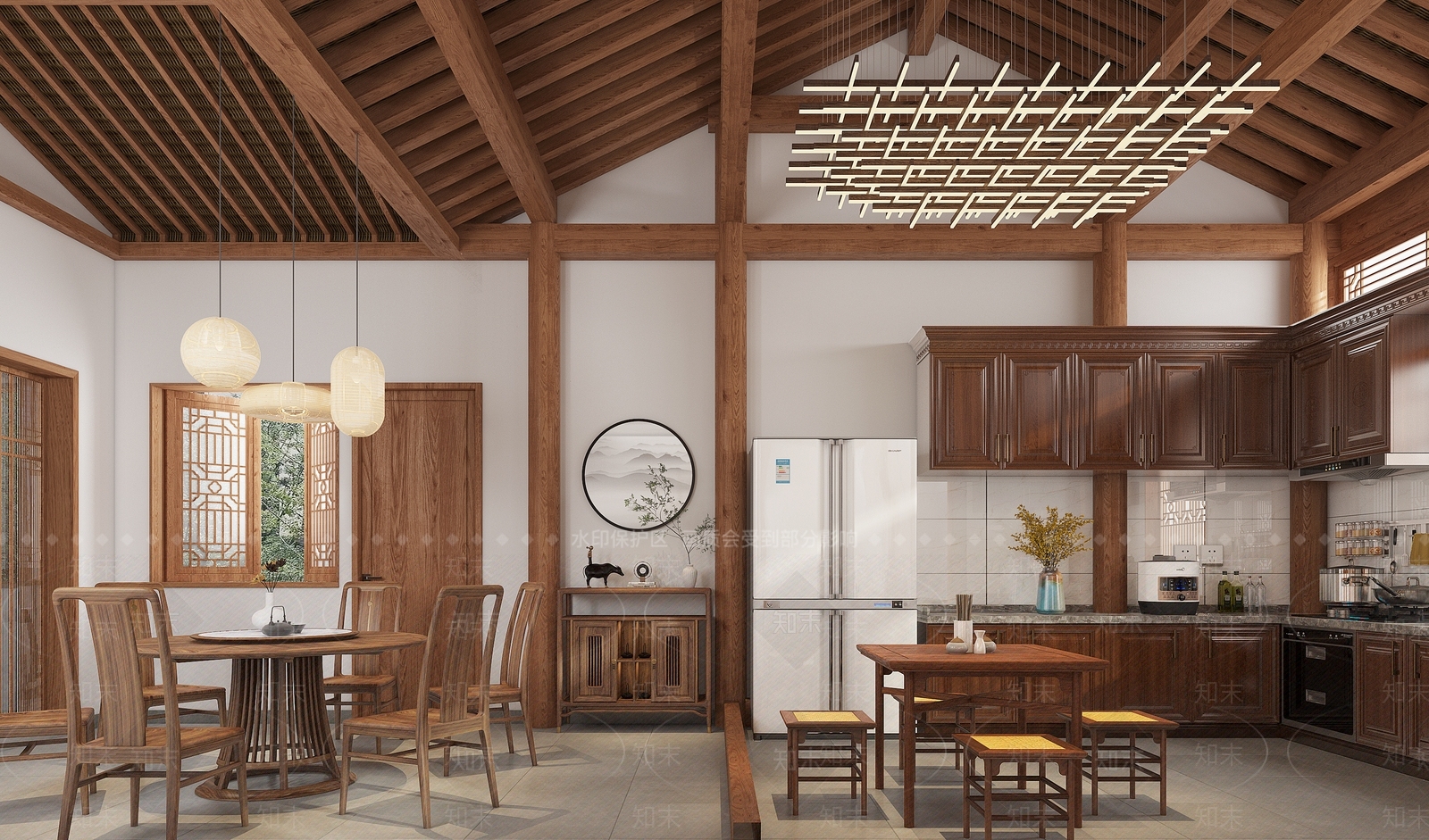 新中式民宿休息区3D模型下载【ID:1106203487】